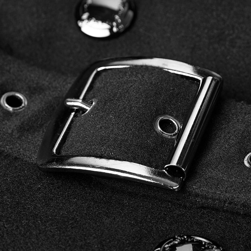 Asymmetry Worsted Long Punk Coat Women Black Military Uniform - Image 5