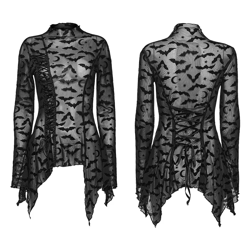 Bat mesh Long Sleeve basic T-Shirt - Image 2