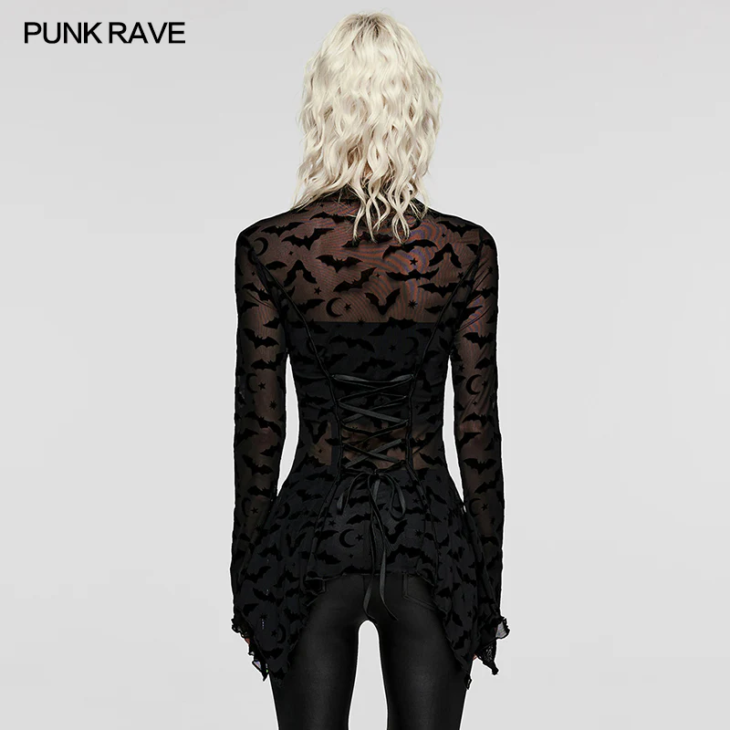 Bat mesh Long Sleeve basic T-Shirt - Image 5