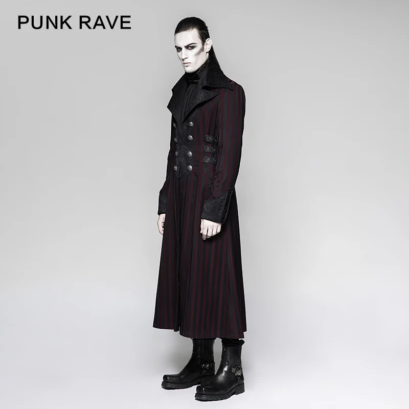 Branded Classical Extra Long Men Striped Punk Coat - Image 7