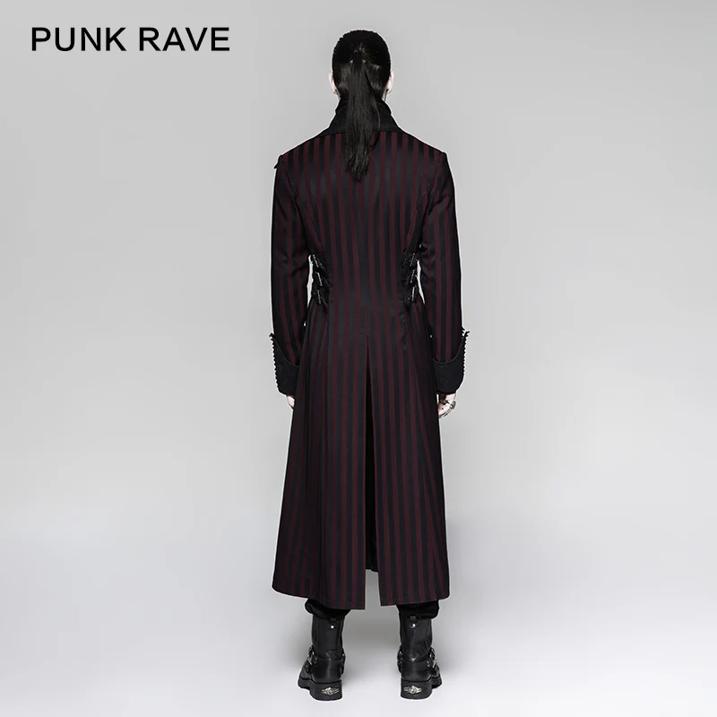 Branded Classical Extra Long Men Striped Punk Coat - Image 8