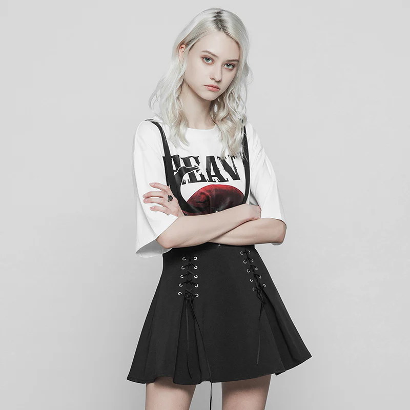 Classic Strap Skirt Punk Zipper Bandage Suspender Skirt For Women - Image 3