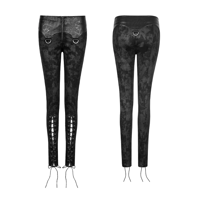 Cloud Patterns Punk Pants Leggings With Eyelet Drawstring - Image 4