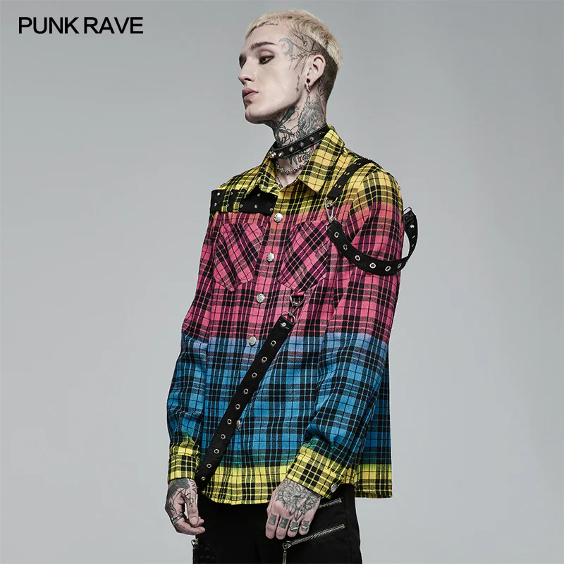 Punk Color Plaid Shirt - Image 2