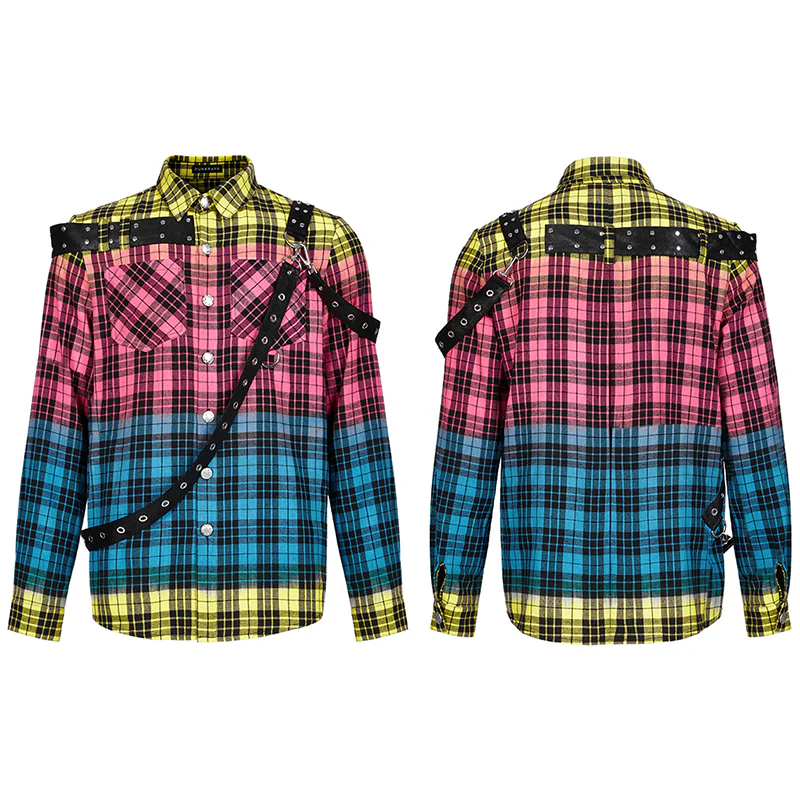 Punk Color Plaid Shirt - Image 4