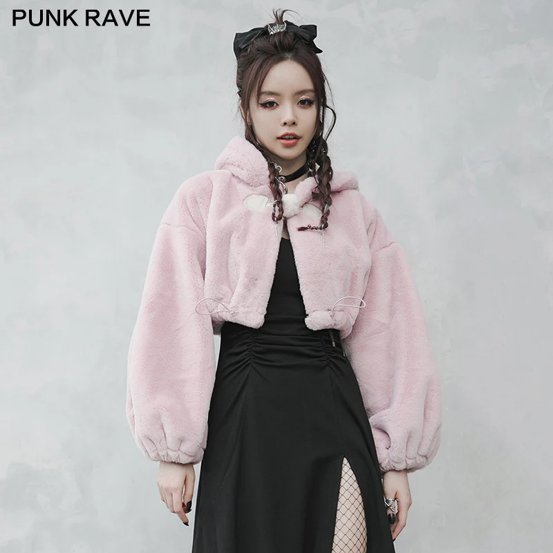Cute ears drawstring cap short coat - Image 6
