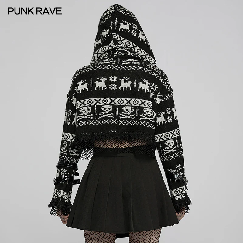 Cute skull hooded short sweater - Image 3