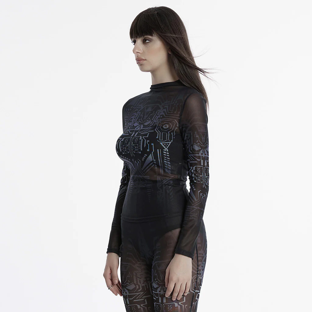 Cyber Skull Gradient Printed T-shirt - Image 2