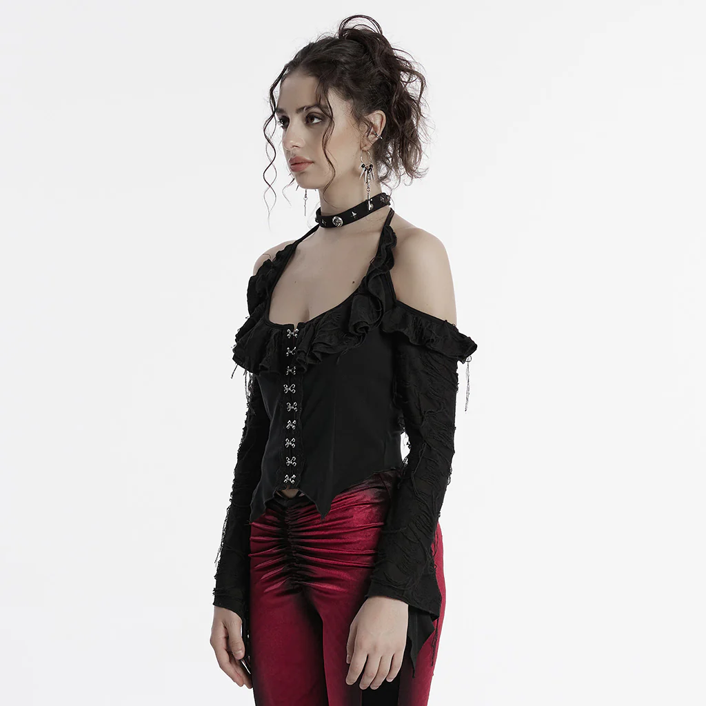 Sexy Ruffled Daily Gothic T-shirt - Image 5