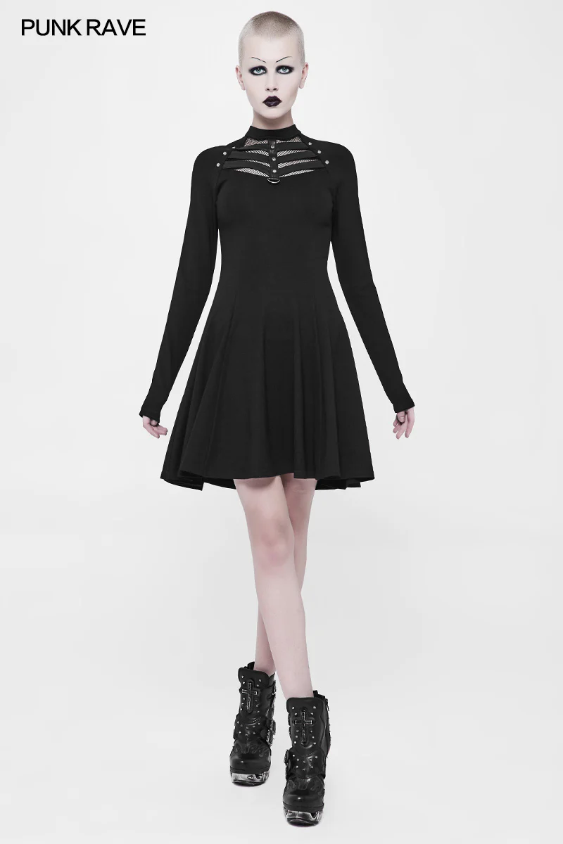 Daily High Elastic Knitted Punk Dress For Women - Image 6