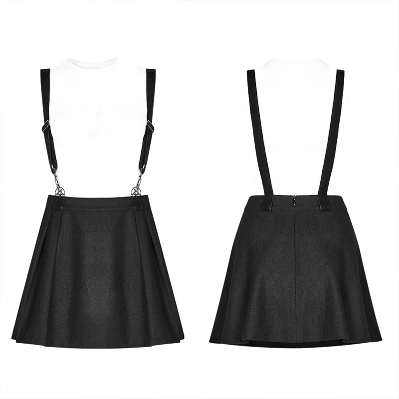 Dark Girl A pendulum Plaid Suspender Half Skirt - Image 4