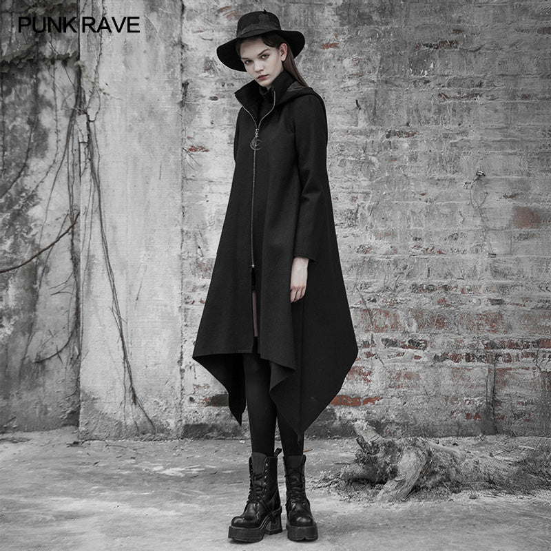 Dark Loose Irregular Woolen Coat - Image 3