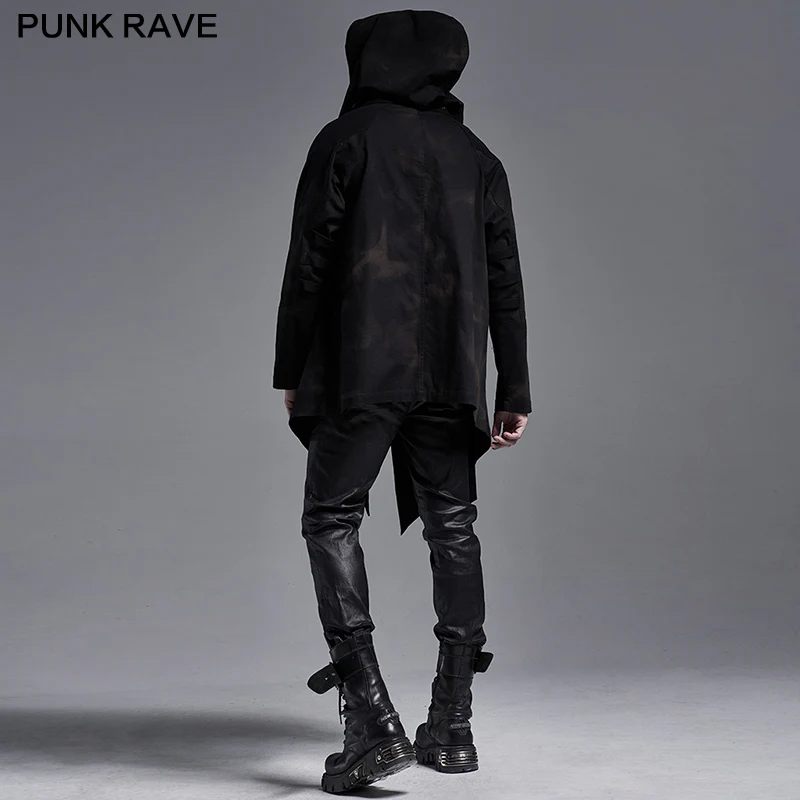 Dark printed medium-length coat - Image 2