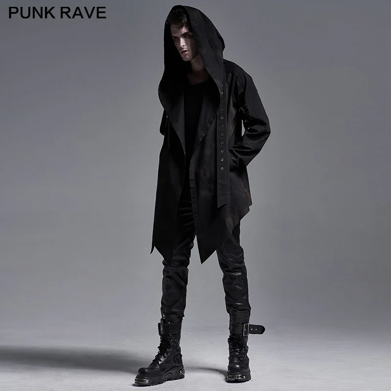 Dark printed medium-length coat - Image 3
