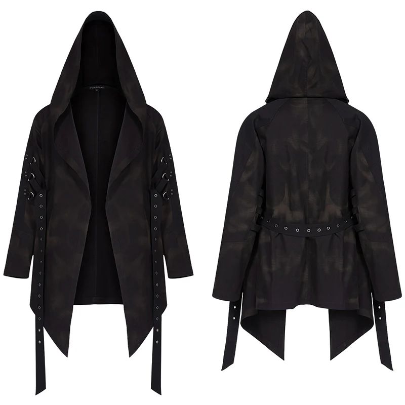 Dark printed medium-length coat - Image 4