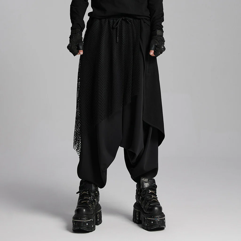 Dark punk hanging crotch pants