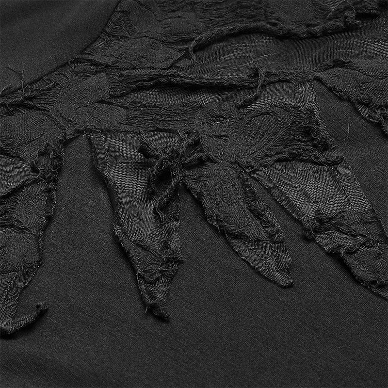Dark Punk High Collar Long-sleeved Asymmetrical Knitting T-shirt - Image 5