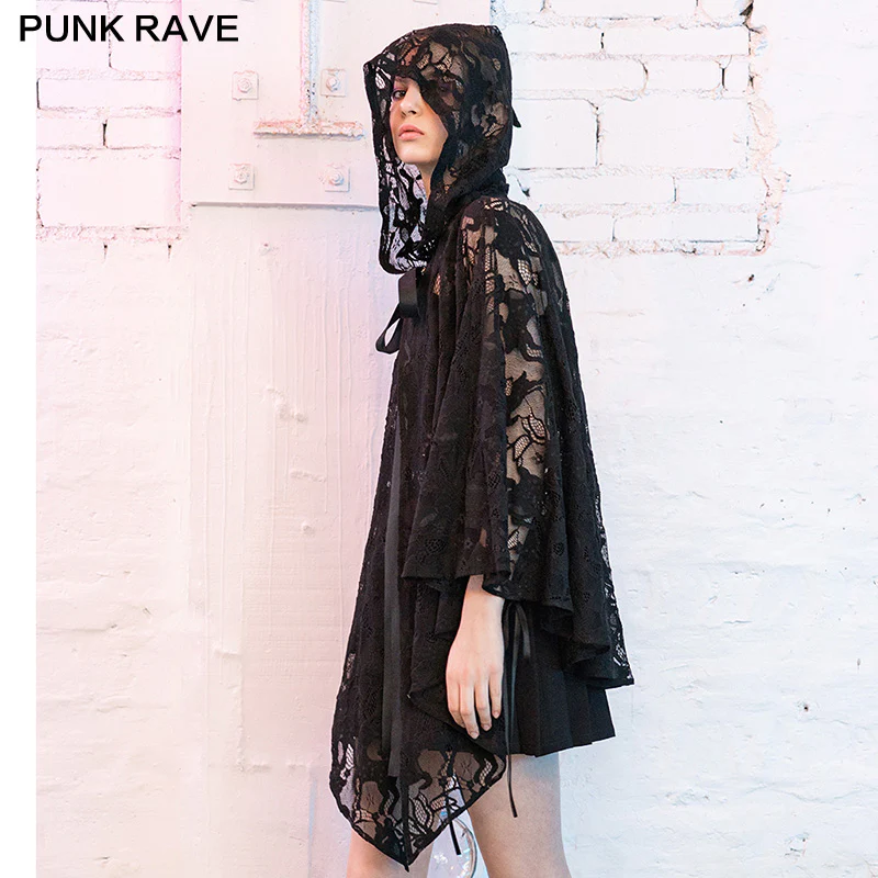 Deer pattern brooch decoration Hood cape style lace coat - Image 2