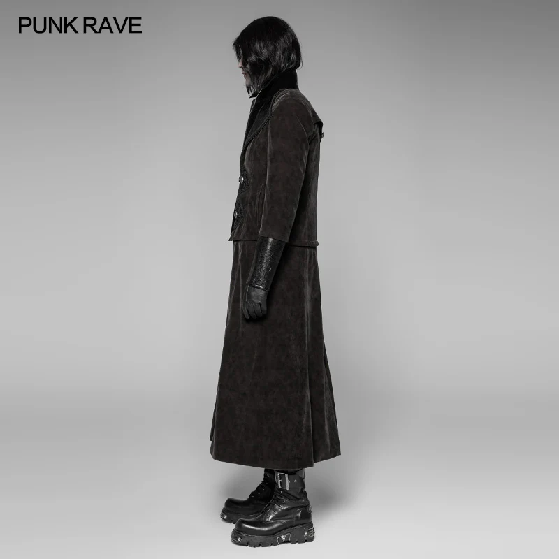 Detachable Gentleman Style Velvet Leather Splice Punk Jacket - Image 2