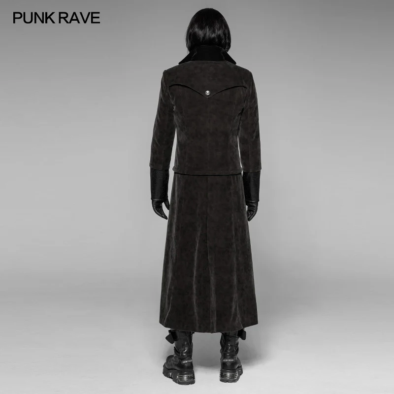 Detachable Gentleman Style Velvet Leather Splice Punk Jacket - Image 3