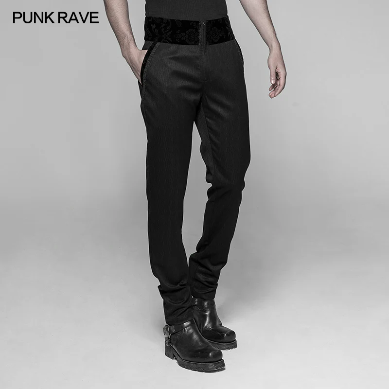 Dracula Gothic Pants Dark Stripes Trousers With Velvet Print Waistband - Image 2