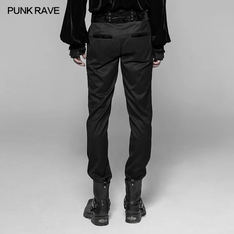Dracula Gothic Pants Dark Stripes Trousers With Velvet Print Waistband - Image 3