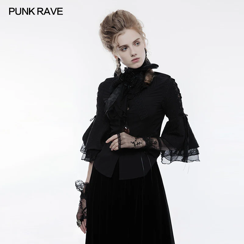 Elegant Gothic Accessory Lace Gloves With Cuff Split Design - Image 3