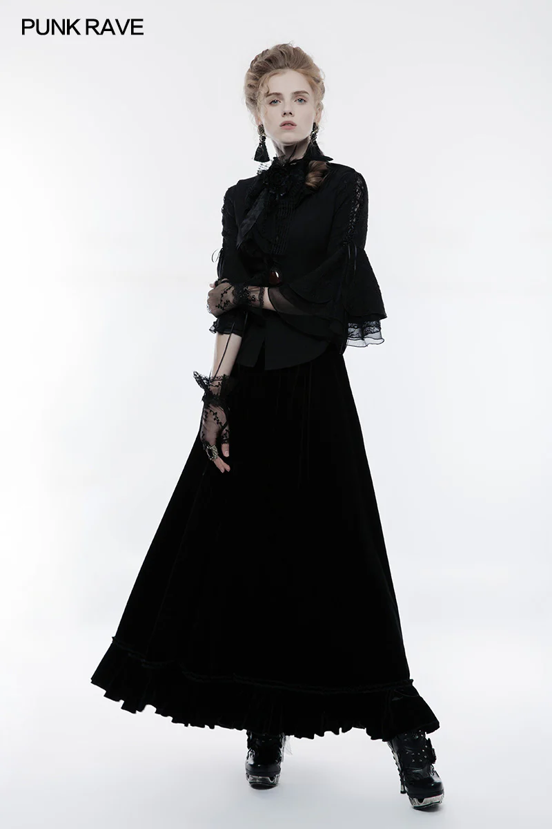 Elegant Gothic Accessory Lace Gloves With Cuff Split Design - Image 6