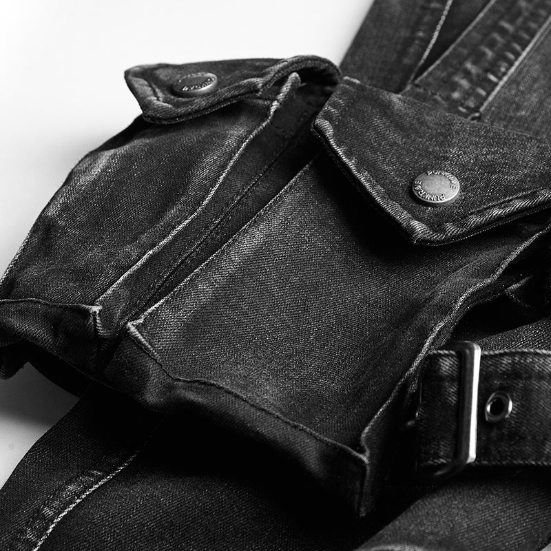 Eyelets Skinny Elastic Punk Jeans With 3d Pocket - Image 5