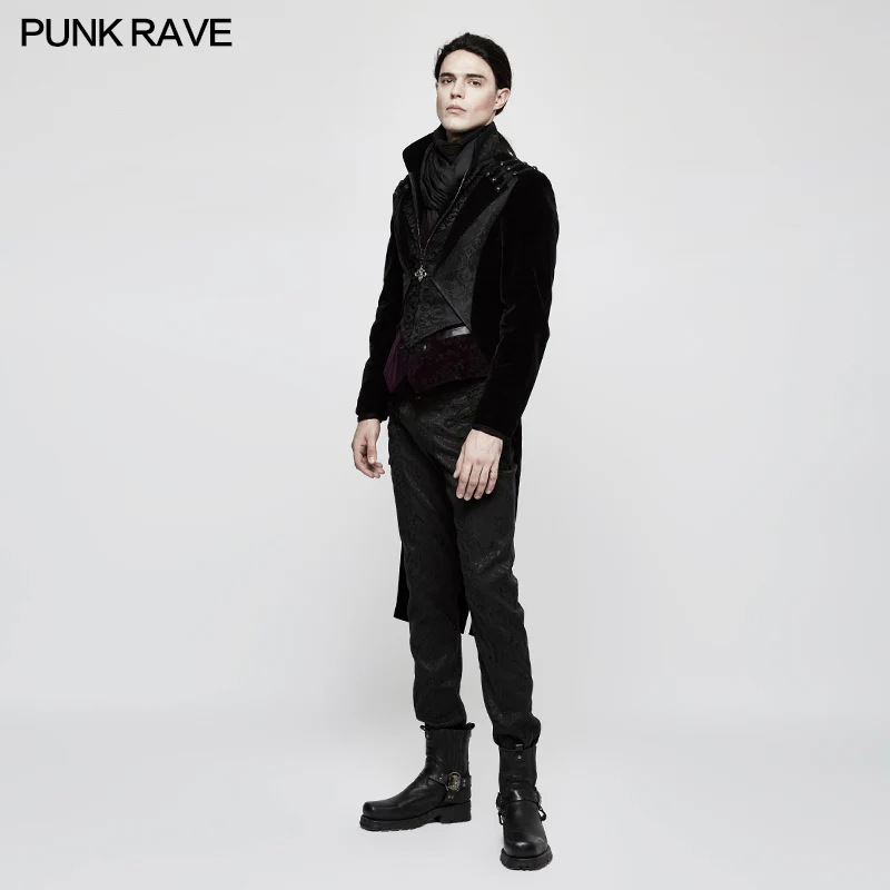 Fashion Men Velvet Gothic Coat With Adjustable Buckle - Image 2