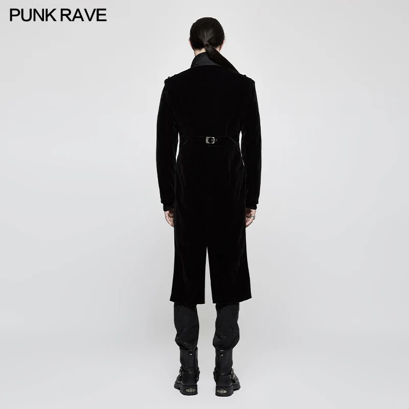Fashion Men Velvet Gothic Coat With Adjustable Buckle - Image 3
