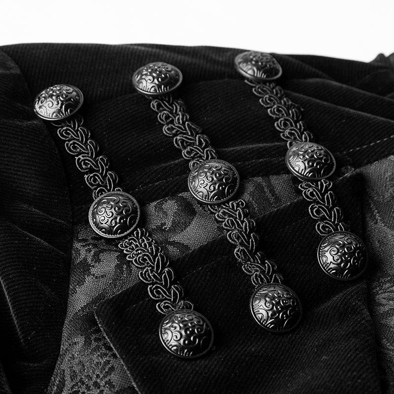 Fashion Men Velvet Gothic Coat With Adjustable Buckle - Image 5