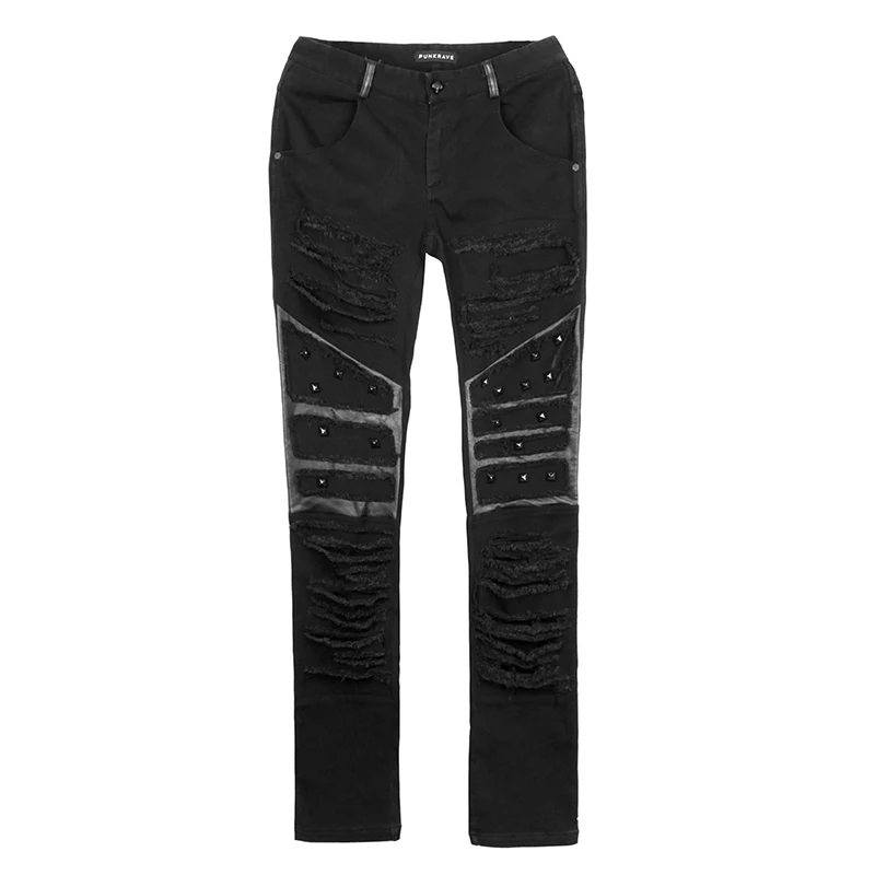 Punk Denim Torn Jean Pants For Men - Image 4