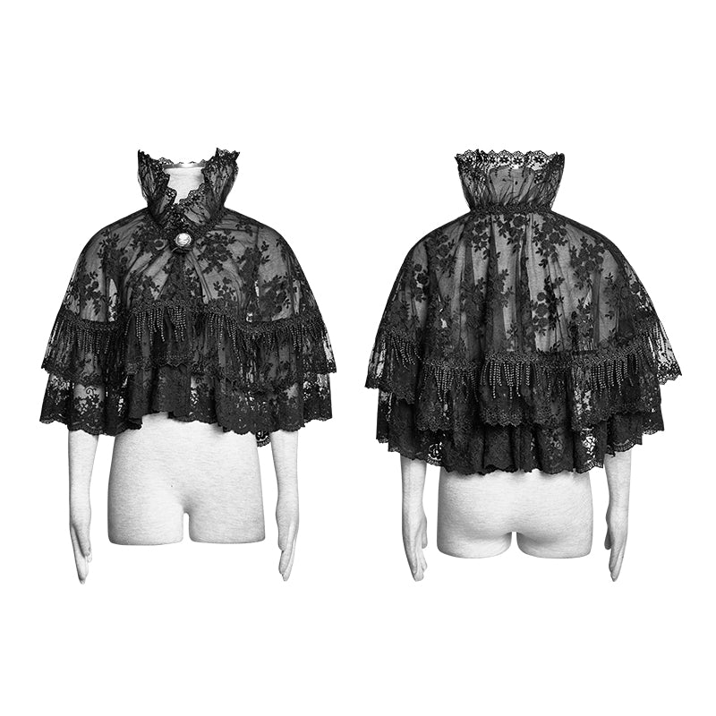 Flower Embroidered High Collar Lace Gothic Coat/lolita Cloak - Image 4