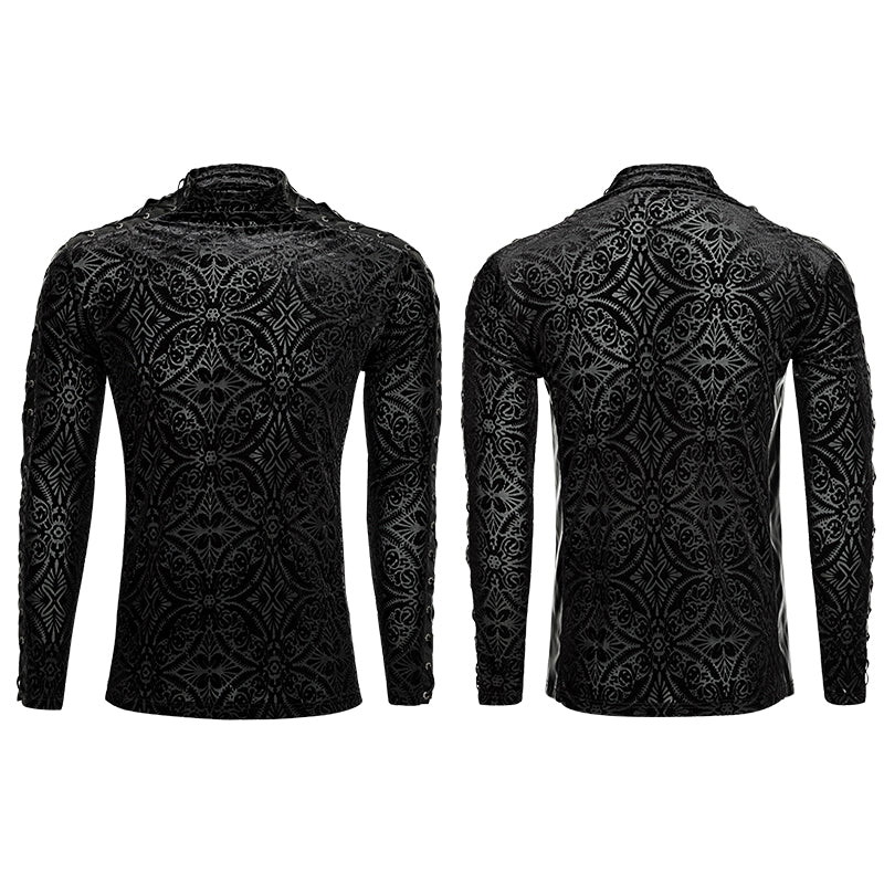 Gorgeous Elastic Square Pattern Long Sleeve Gothic T-shirts - Image 4