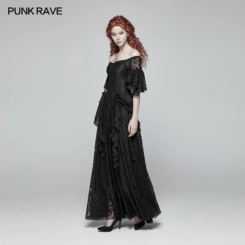 Gorgeous Off Shoulder Victorian Lace Long Dress - Image 2