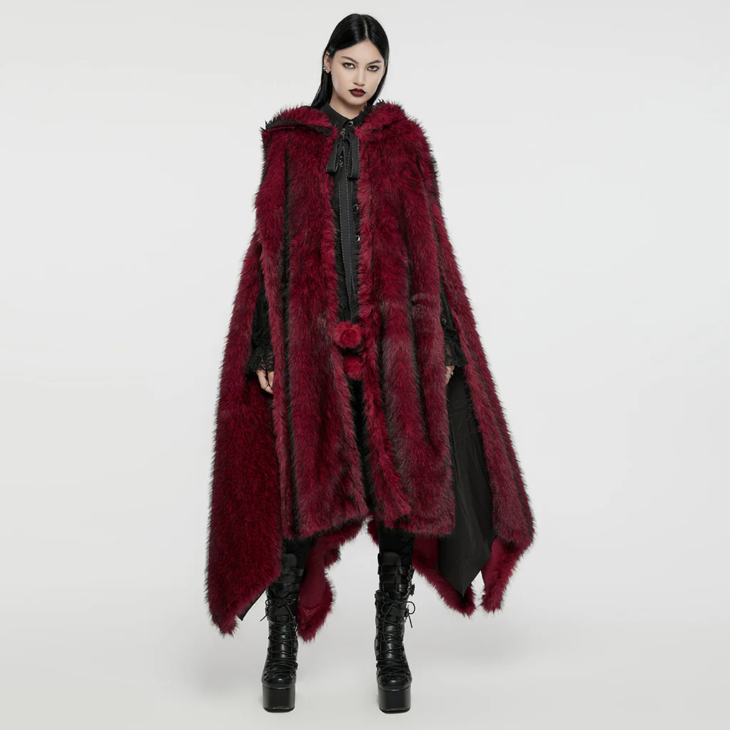 Goth Asymmetric Plush Cloak - Image 7