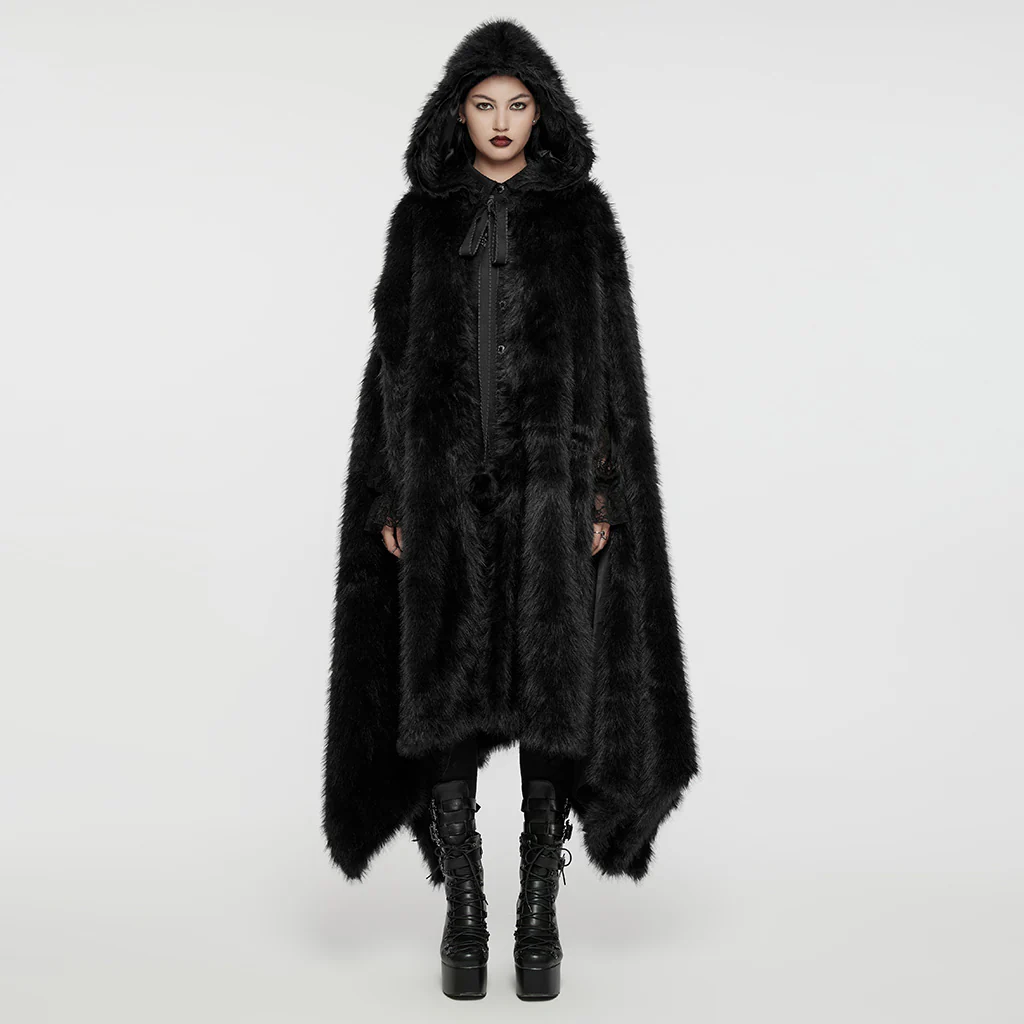 Goth Asymmetric Plush Cloak - Image 9