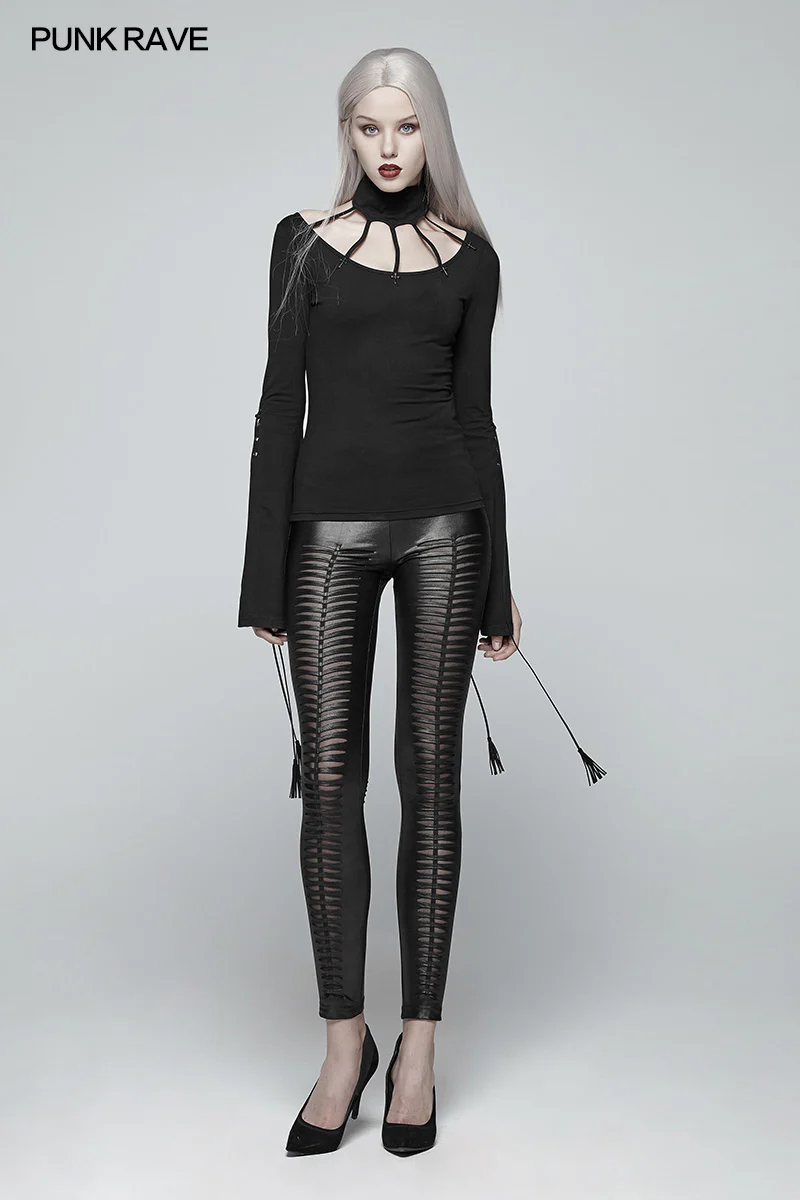 Goth Bat Messenger Knitted Long Sleeves T-shirt - Image 4