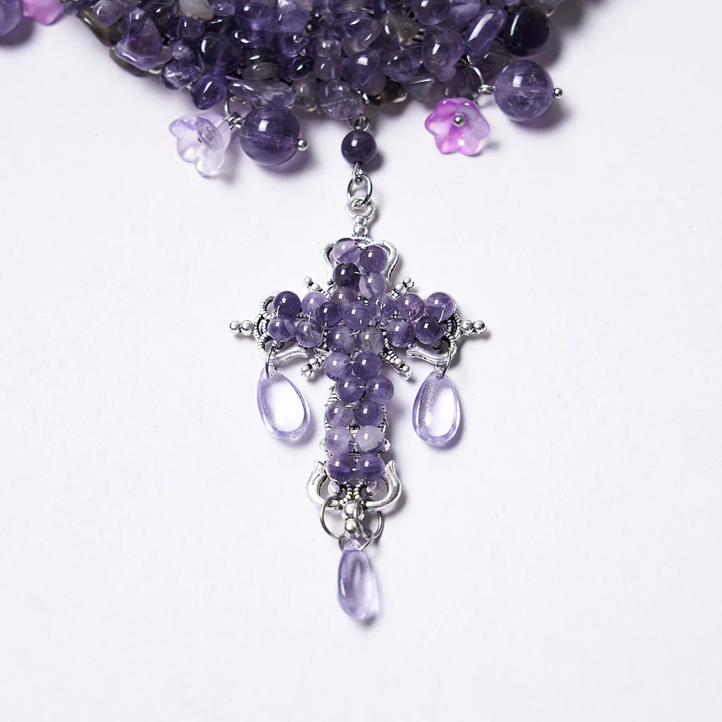 Goth Crystal Cross Necklace - Image 10