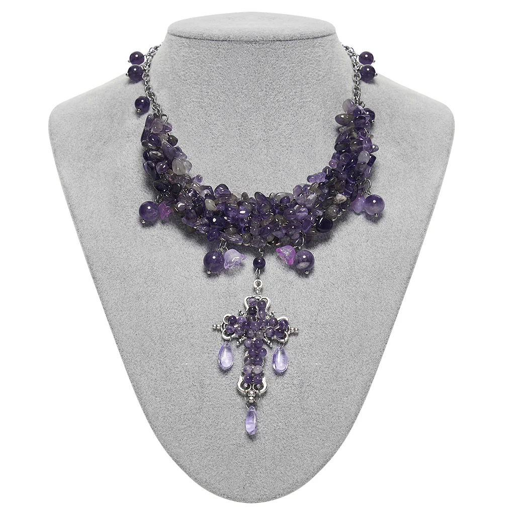 Goth Crystal Cross Necklace - Image 15