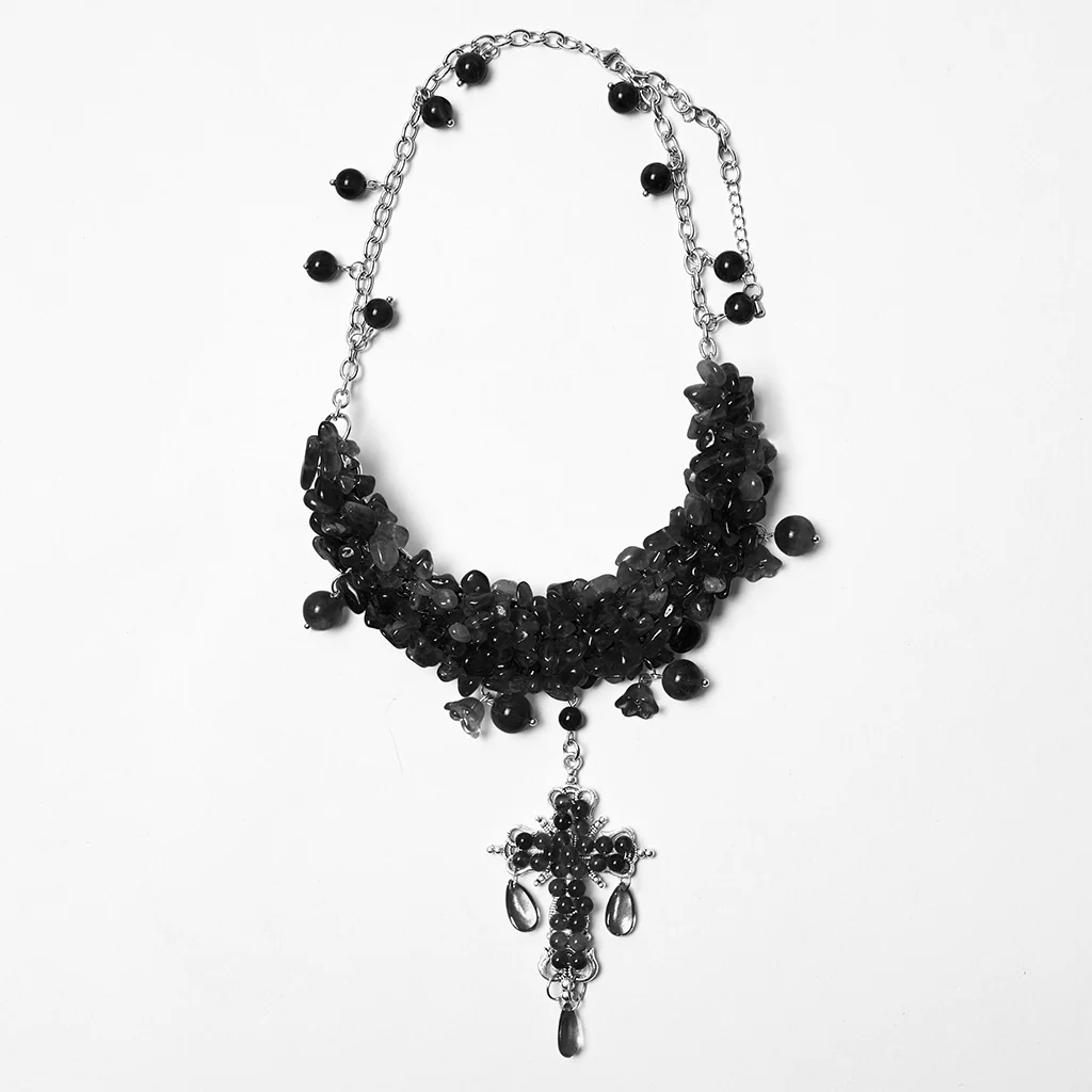 Goth Crystal Cross Necklace - Image 8