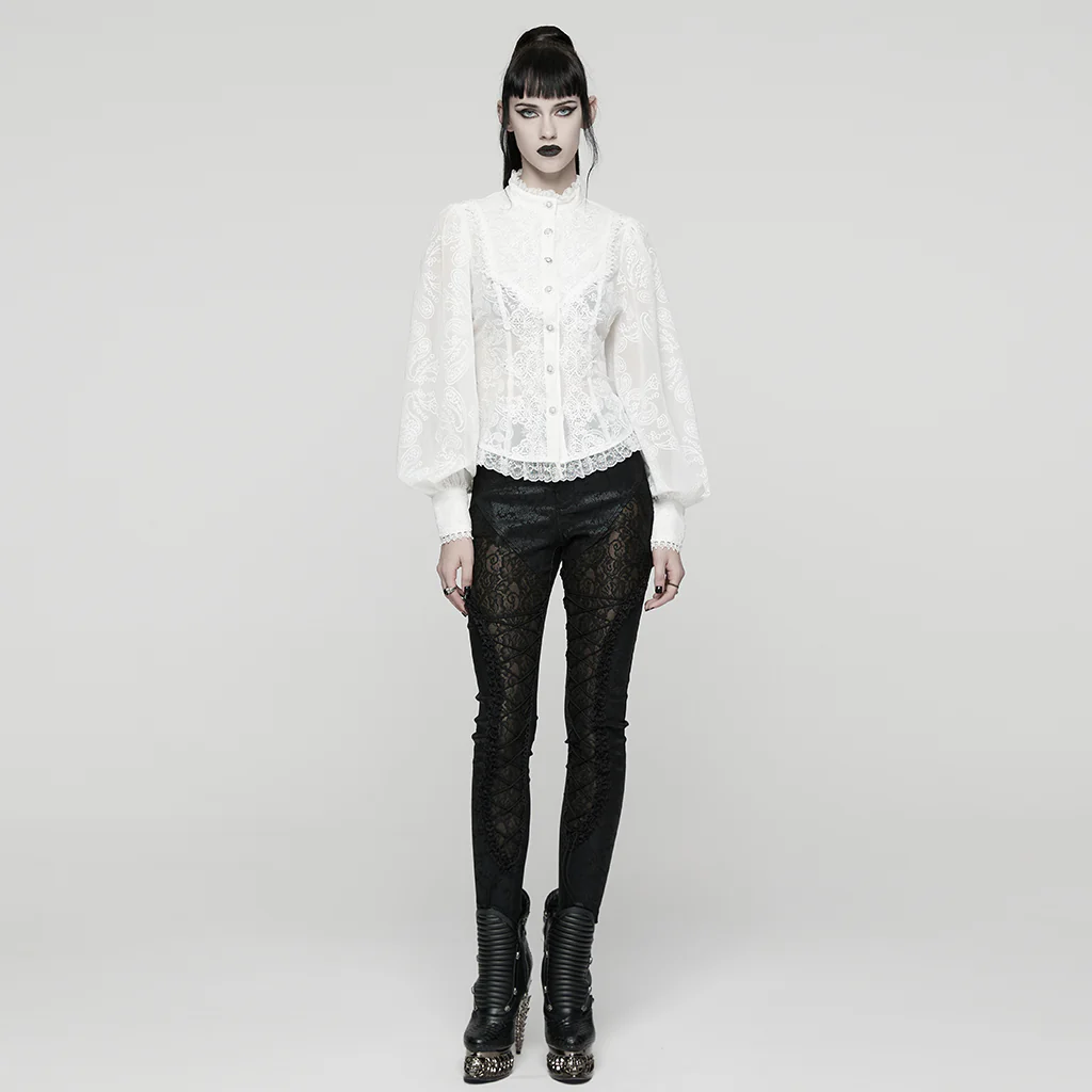 Goth Embroidered Chiffon Shirt - Image 15