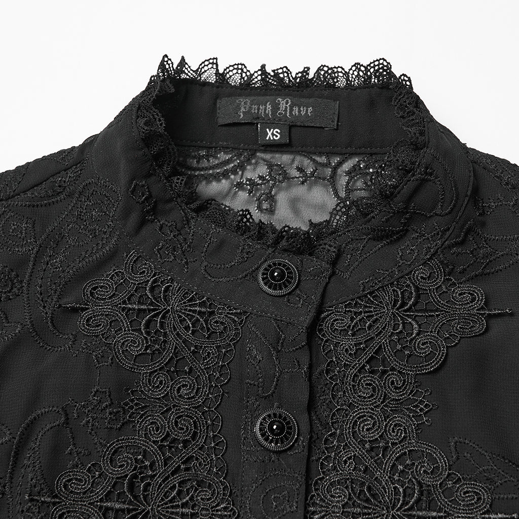 Goth Embroidered Chiffon Shirt - Image 8