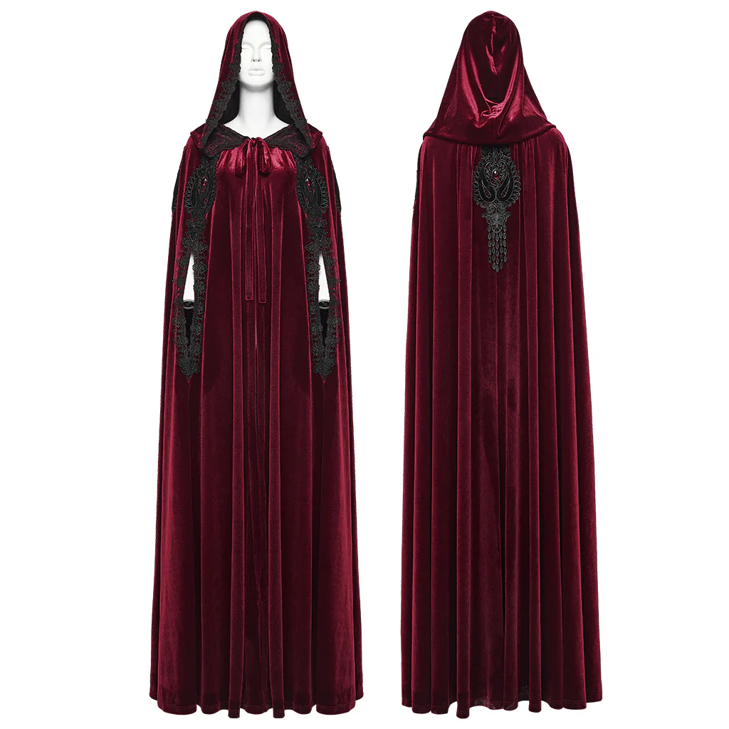 Goth Embroidered  Velvet Cloak - Image 13