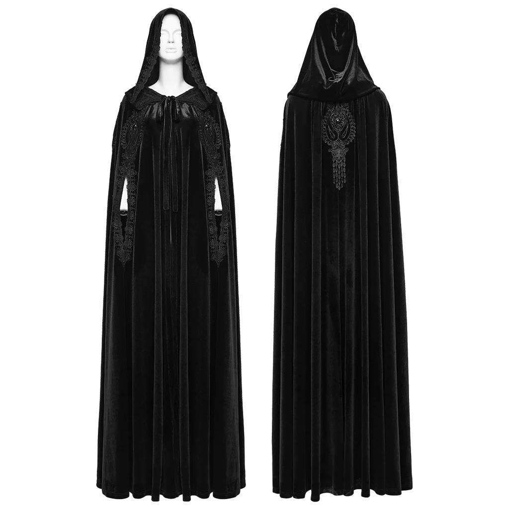 Goth Embroidered  Velvet Cloak - Image 4