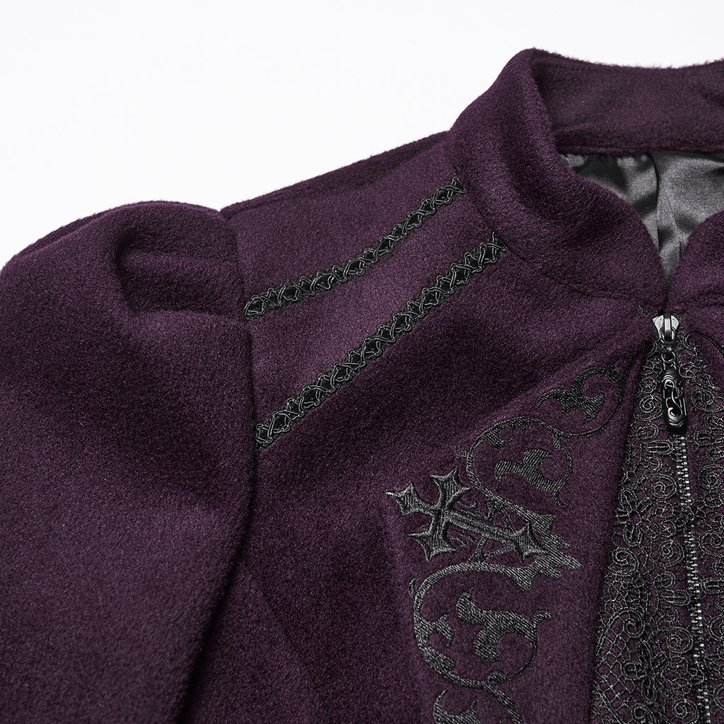 Goth Embroidered Woolen Coat - Image 10