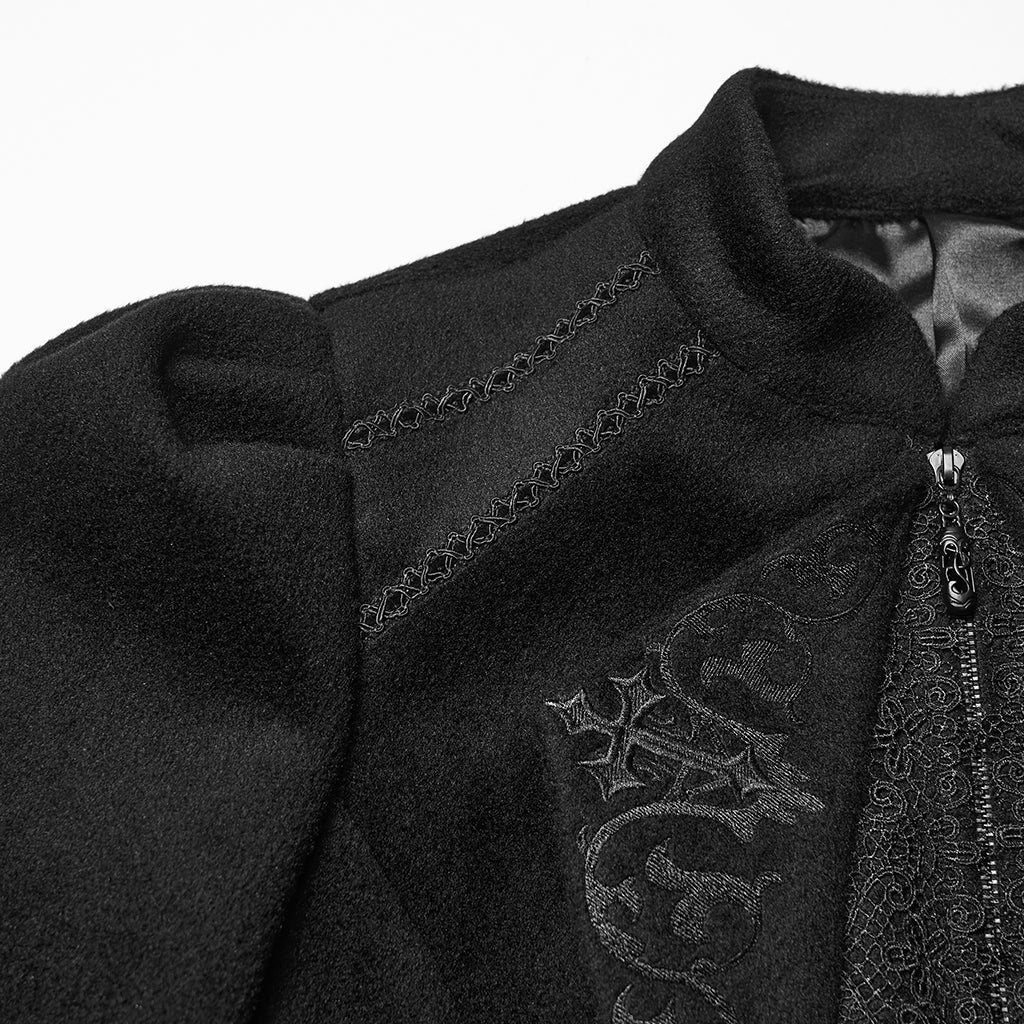 Goth Embroidered Woolen Coat - Image 11