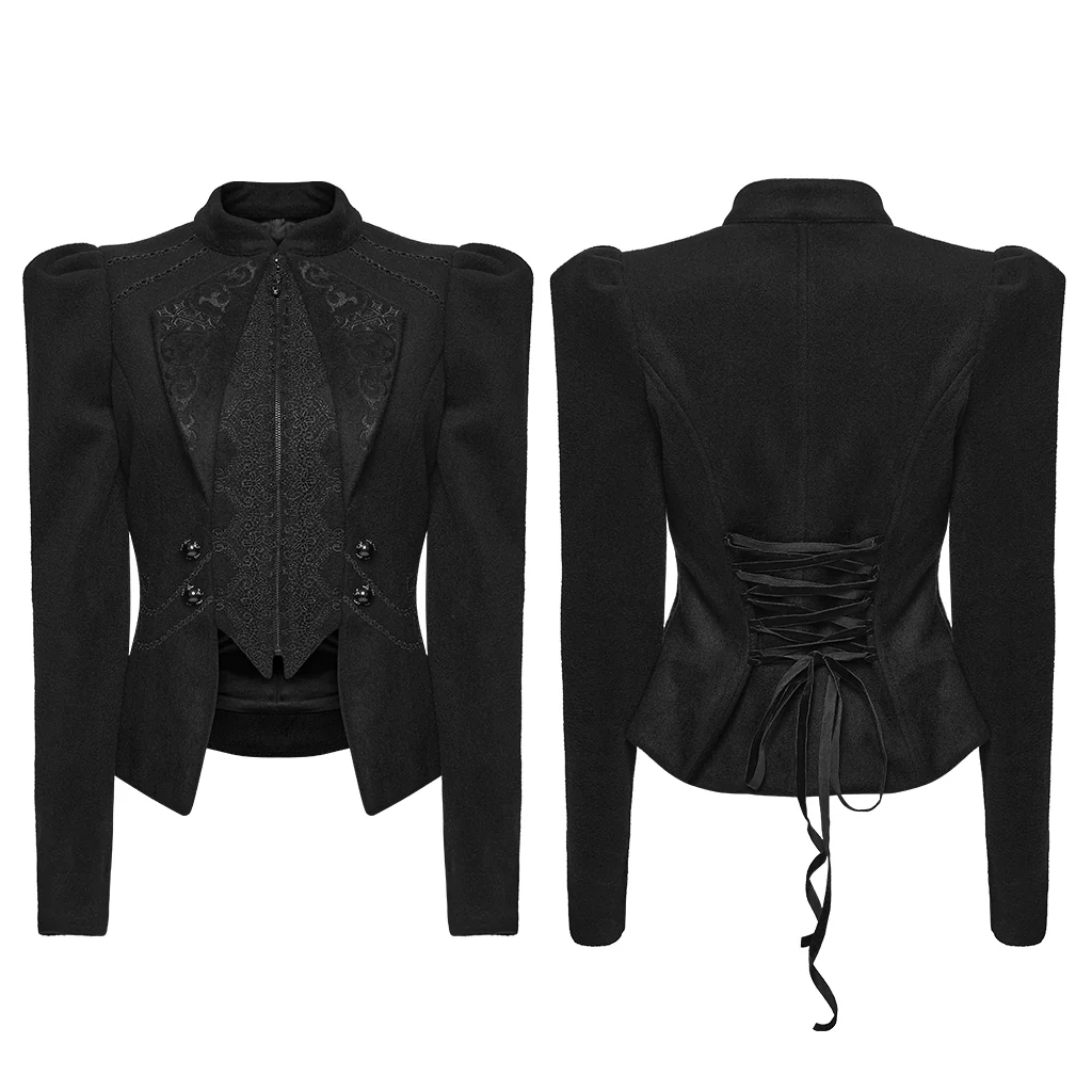 Goth Embroidered Woolen Coat - Image 17