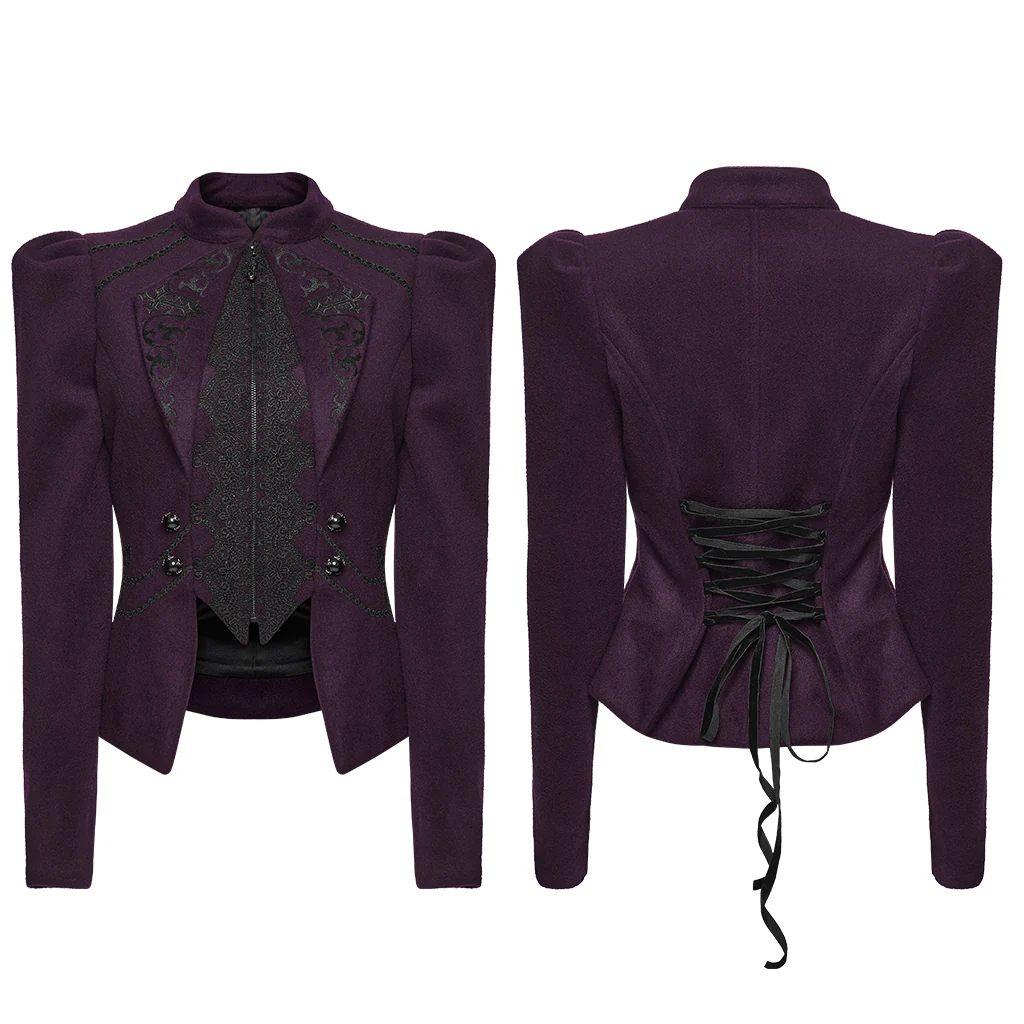 Goth Embroidered Woolen Coat - Image 8